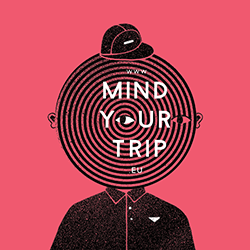 Promotional design for mindyoutrip.eu. The campaign consists of a brochure, cards, and a series of animated gifs for usage as ads on social media.