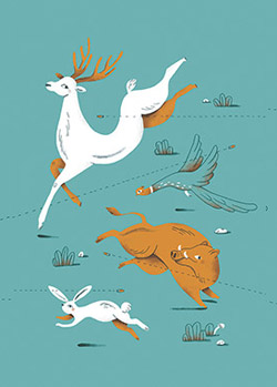 Editorial illustration for Nest Magazine and an article on the hunt in Belgian regions.